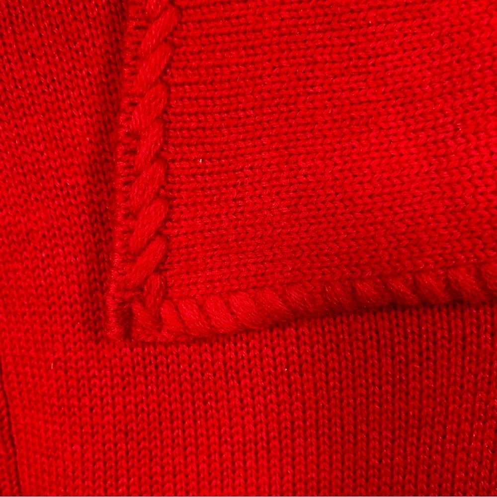 A. Giannetti Cardigan‎ Sweater Women Sz L Red 100% Merino Wool Collar Christmas - Picture 8 of 12